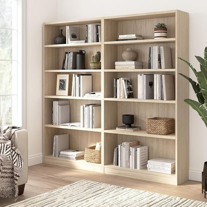 Bush Furniture Universal Tall 5 Shelf Bookcase in Natural Elm, Vertical Storage - Image 4
