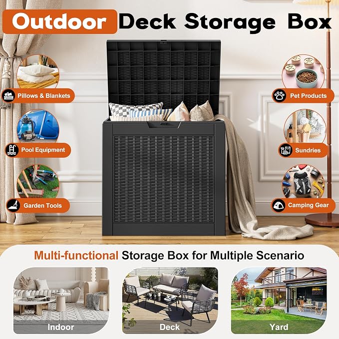 Outdoor Deck Storage Box, Resin Deck Boxes Indoor and outdoor, Waterproof - Image 2