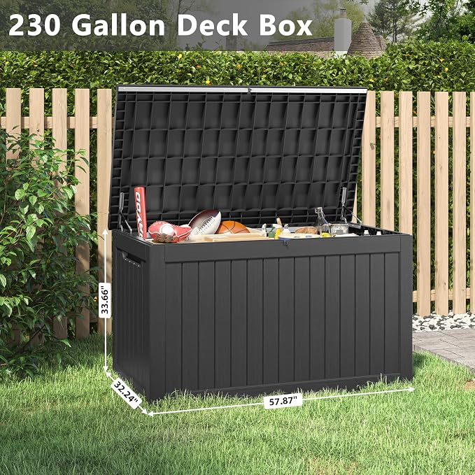 180 Gallon Outdoor Storage Box, Deck Box Resin Waterproof and UV Resistant - Image 2
