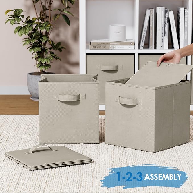 Set of 8 Foldable Fabric Storage Cube Bins | Collapsible Cloth Organizer - Image 6