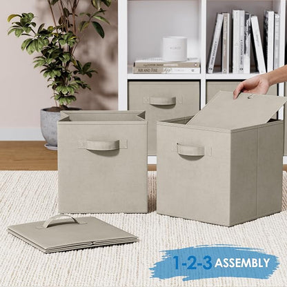 Set of 8 Foldable Fabric Storage Cube Bins | Collapsible Cloth Organizer - Image 6