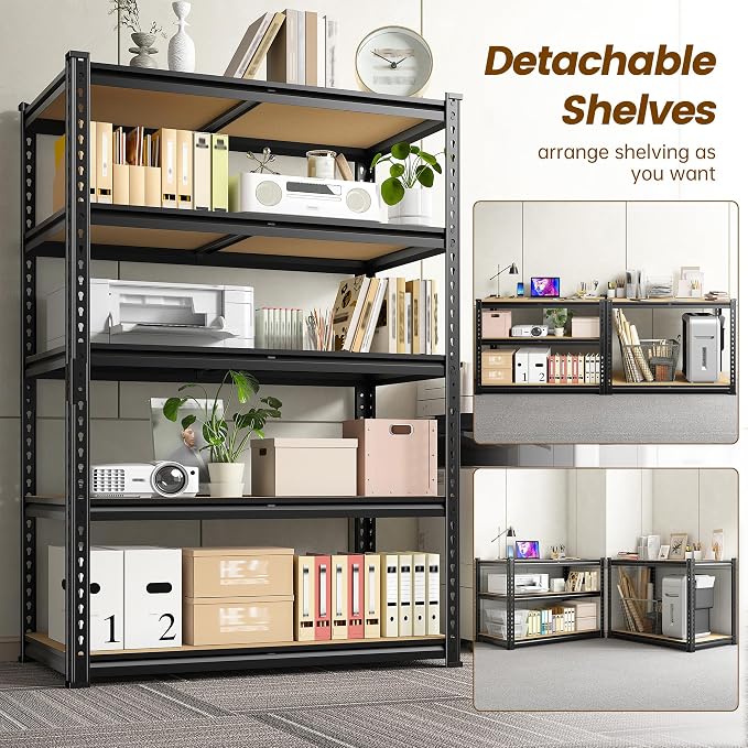 5-Tier Storage Shelves, 1980LBS Adjustable Pantry Shelves, Metal Shelving Unit - Image 4