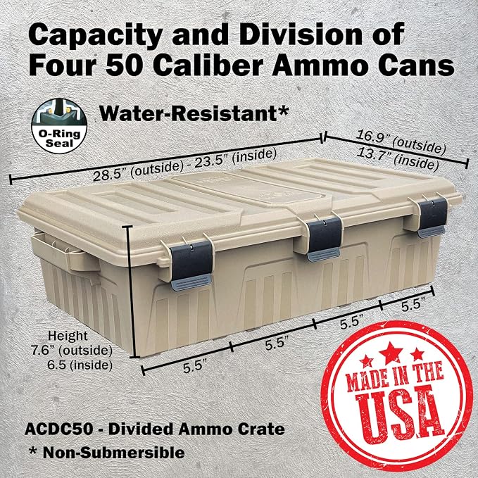MTM ACDC50, Divided Ammo Crate Utility Box, Water Resistant, Ammo Storage Box - Image 9