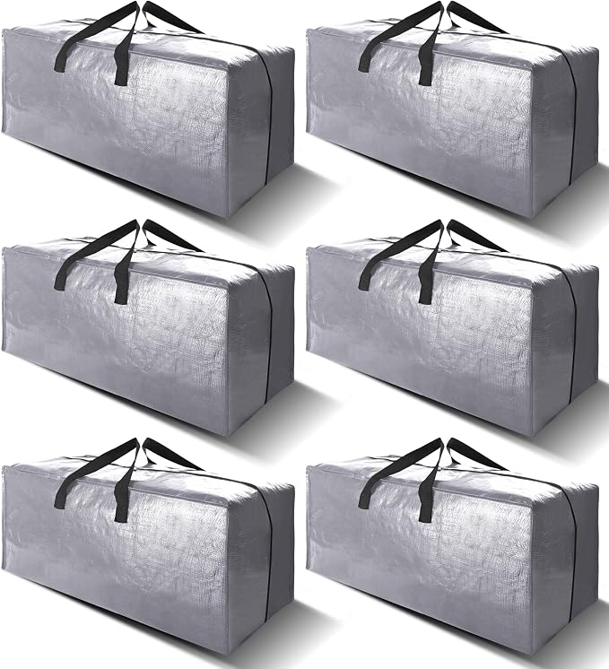 6 Pack Heavy Duty Extra Large Moving Bags W/Backpack Straps by VELVETSURE