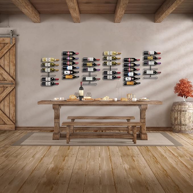 Sorbus Wall Mount Wine Rack – Holds 6 Bottles – Black Metal Wine Bottle Holder - Image 2