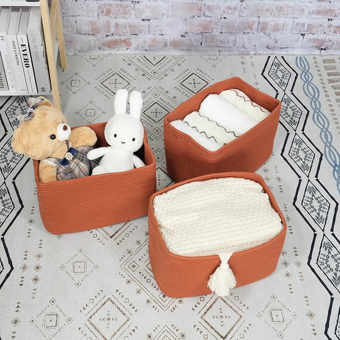 Cotton Rope storage Basket Bins Woven Basket - Image 4
