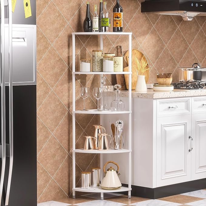 5 Tier Corner Shelf Stand, 44.1" Kitchen Shelf Organizer - Image 7