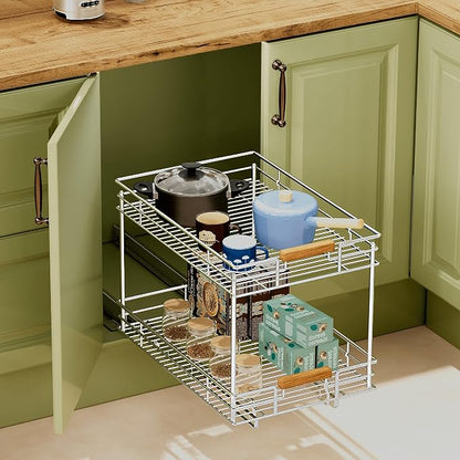 Pull Out Cabinet Organizer, 2 Tier Slide Out Shelves - Image 6