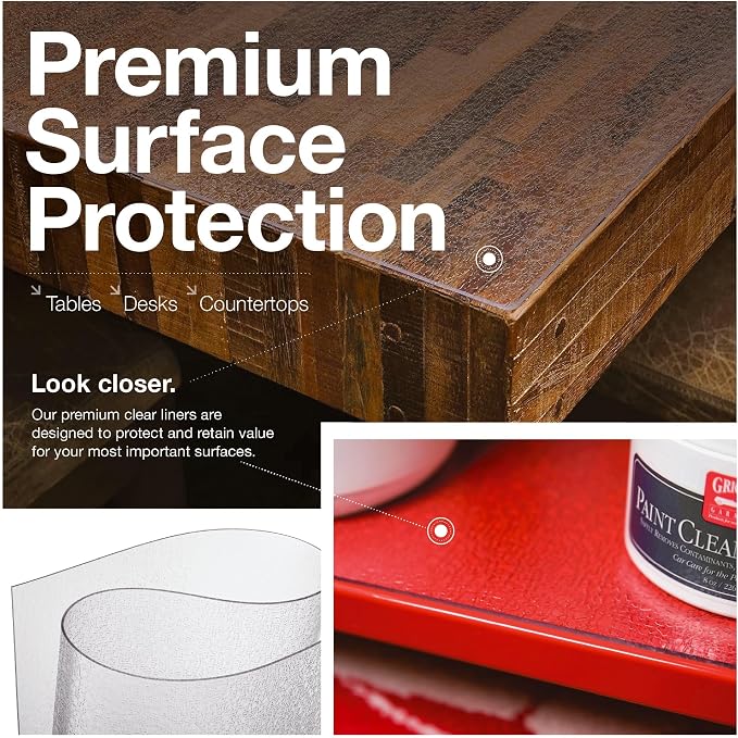 Clear Table Protector, USA Made, 23.6 x 63 Inch, 2mm Thick Pebble Textured Vinyl - Image 2