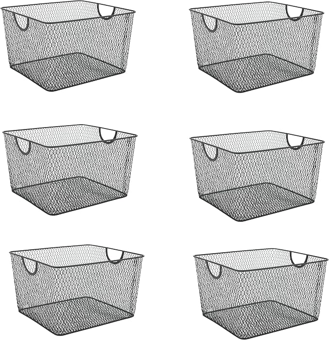 Ybm Home Household Wire Mesh Open Bin Shelf Storage Basket Organizer Black by YBMHome