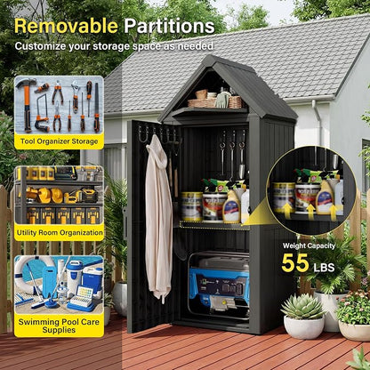 Bifanuo Deck Box Storage Shed Outdoor Storage Cabinet, Vertical Waterproof - Image 4