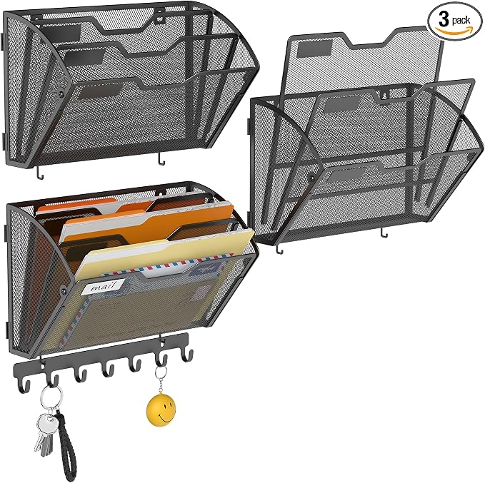 Docnest 3 Pack 3 Tier Mesh Wall File Holders by DocNest