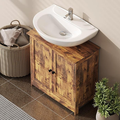 HOMCOM Under Sink Bathroom Cabinet, Pedestal Sink Storage Cabinet - Image 8