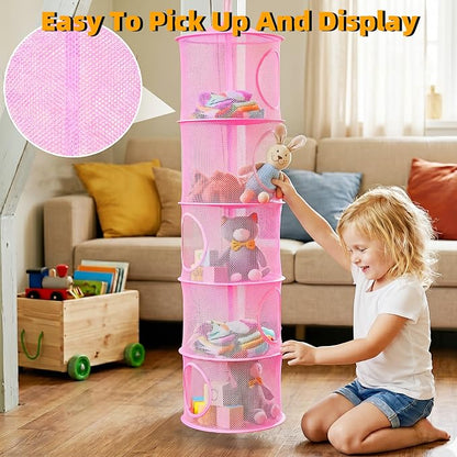 Hanging Stuffed Animal Storage Hammock Net 5 Tiers, Holds Plushies, Foldable - Image 5