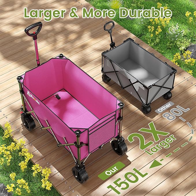 Blomoba Collapsible Wagon Cart, 150L Foldable Wagon - Image 5