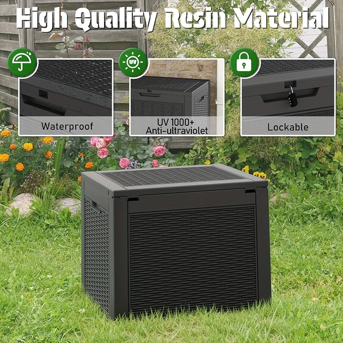 Bifanuo 35 Gallon Waterproof Outdoor Deck Box W/Locking Hole, Organizer Storage - Image 6