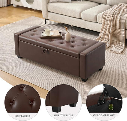 Huatean Home 48" Ottoman with Storage, Storage Ottoman Bench with Safety Hinge - Image 4