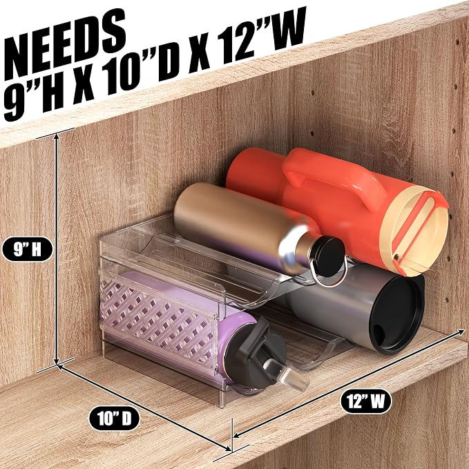 Simple Houseware 2-Tier Stackable Water Bottle Tumbler Storage Organizer - Image 3