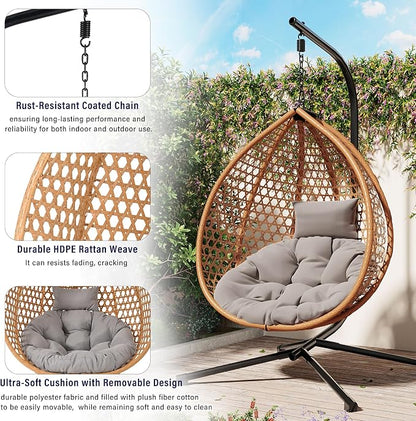 SOFTSEA Outdoor Wicker Egg Chair Hanging Basket Chair - Image 5