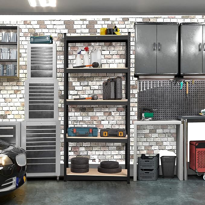 Yaheetech 5-Tier Heavy Duty Storage Shelves 35.5" W x 12" D x 71" H Black | - Image 2