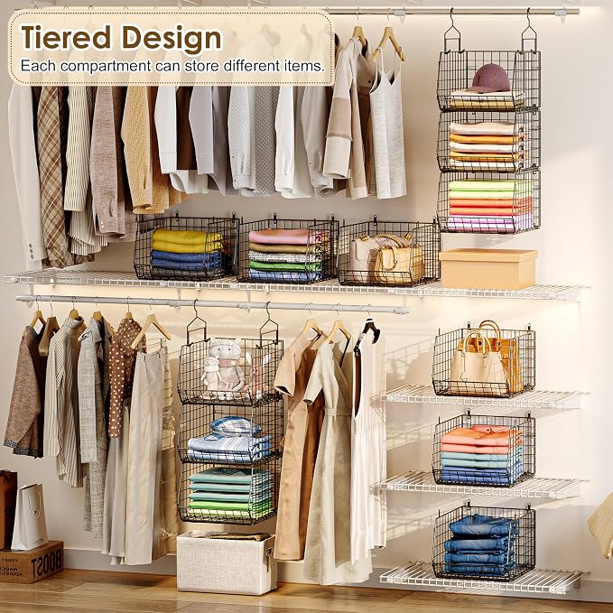 Capacity Upgrade Edition Deeper 4'' 5 Tier Foldable Hanging Closet Organizer - Image 2