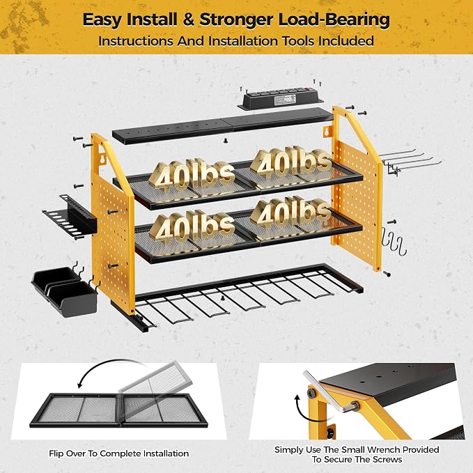 LBT Power Tool Organizer With Charging Station, Heavy Duty Steel, 6 Drilling - Image 5