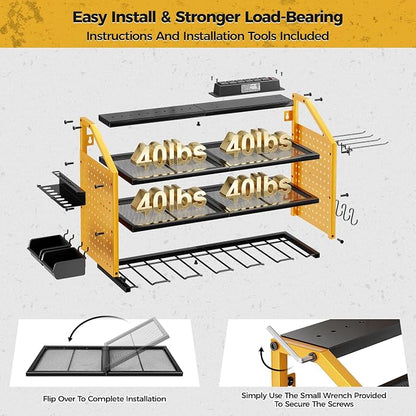 LBT Power Tool Organizer With Charging Station, Heavy Duty Steel, 6 Drilling - Image 5