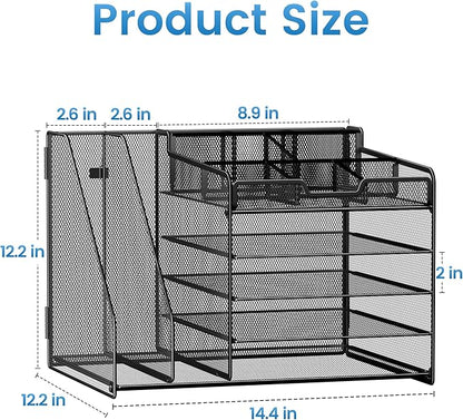 Lavatino Desk Organizer, 5-Tier Metal Mesh Paper Letter Tray - Image 7