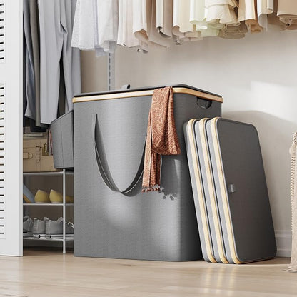 175L Laundry Hamper with Lid 3 Section, Extra Large Laundry Basket with 3 - Image 5