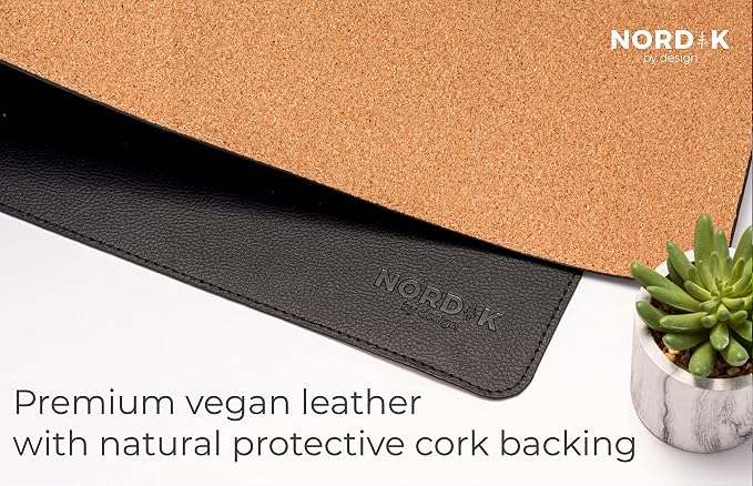 Nordik Cork Leather Desk Mat Cable Organizer Premium Extended Mouse Mat - Image 3