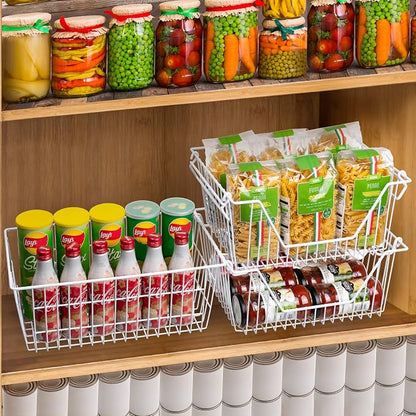 SANNO Wire Metal Baskets Freezer Baskets Farmhouse Organizer Storage Bins Large - Image 5