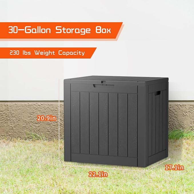 30 Gallon Outdoor Storage Box, Resin Deck Boxes Waterproof, Indoor Outdoor Bin - Image 6