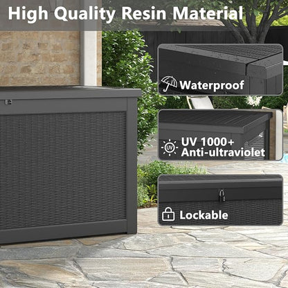 260 Gallon Resin Deck Box, Large Indoor and Outdoor Storage Box, Weatherproof - Image 4