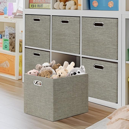Posprica 15.12"x12.13"x12.01" Storage Cube Bins, Linen Decorative Closet - Image 3