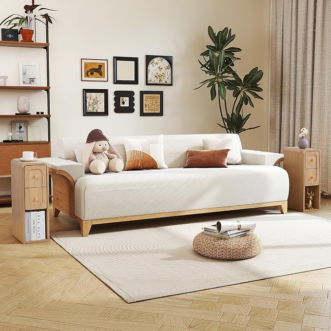 Narrow Nightstand with 2 Drawers, Small Bedside Tables, Mid-Century Modern Slim - Image 8