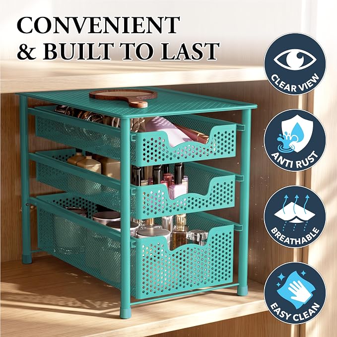 Simple Houseware Stackable 3 Tier Sliding Basket Organizer Drawer - Image 5