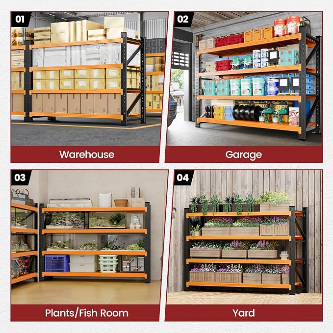60" Wide Storage Shelves, 5000LBS Garage Shelving Heavy Duty, Standing Shelf - Image 6