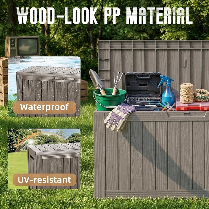 DRATO 90 Gallon Deck Boxes Outdoor Waterproof, Weatherproof Resin Outside - Image 6