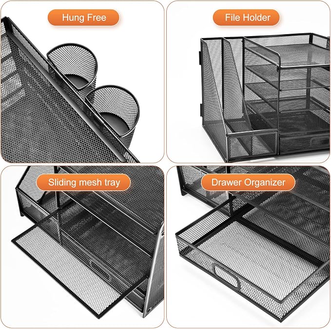 Marbrasse Desk Organizer with File Holder, 5-Tier Paper Letter Tray Organizer - Image 4