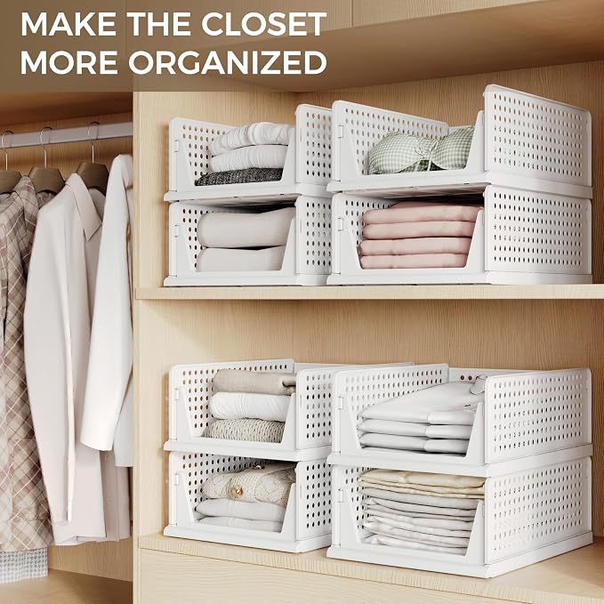 Pinkpum 8 Pack Closet Organizer Storage Bins Stackable Plastic Drawer Shelf | - Image 5