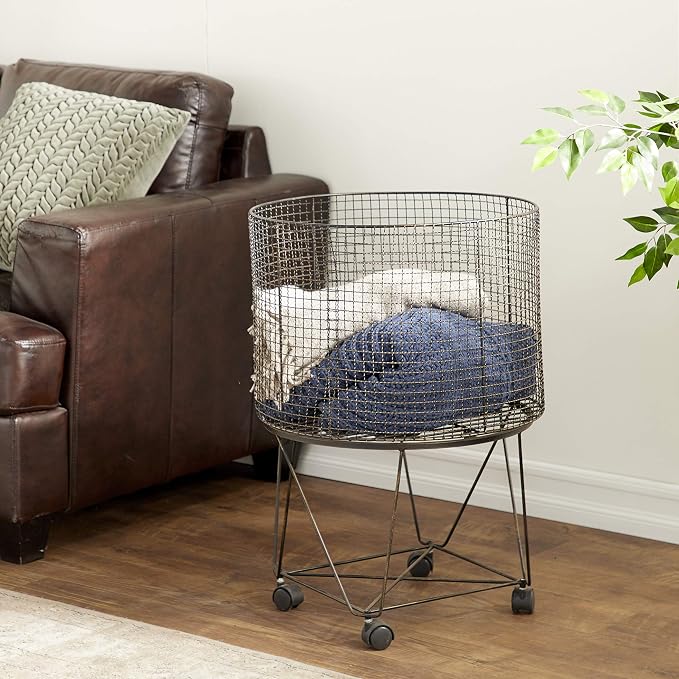 Deco 79 Metal Cylinder Storage Cart - Image 2