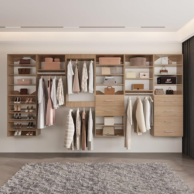 4 Drawers Storage Organizer Closet System, Walk-in Modular Wood Closet - Image 5