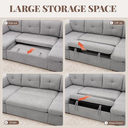 Huatean Home Oversized Sleeper Sofa Couch, 100 inch 2 in 1 Pullout Couch Bed - Image 7