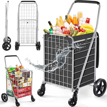 Wellmax WM99024S Grocery Utility Shopping Cart, Easily Collapsible and Portable by Wellmax