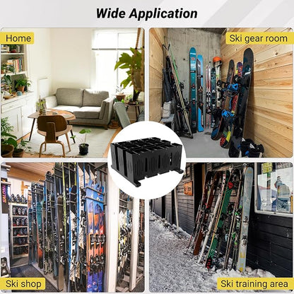 12-Pair Ski Storage Rack w/Width-Adjustable Fixing Bars, Heavy Duty Metal - Image 6
