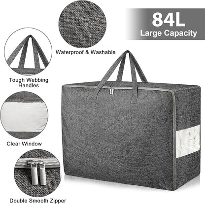 84L Extra Large Storage Bags, Folding Moving Comforter Blanket Storage Bags - Image 3