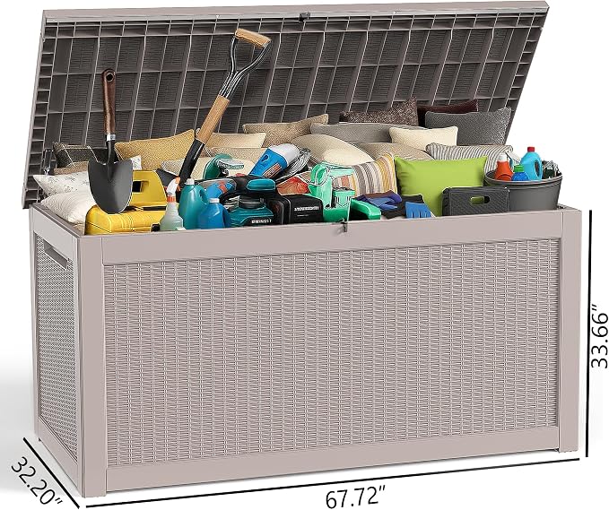 320 Gallon Large Deck Box, Resin Outdoor Storage Box - Image 6