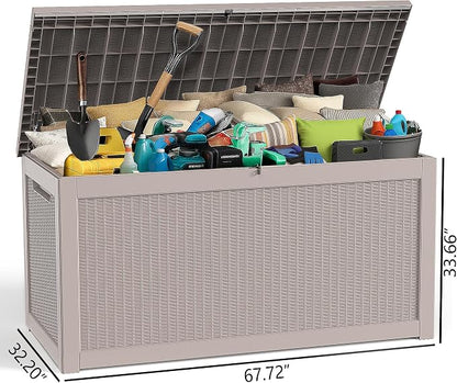 320 Gallon Large Deck Box, Resin Outdoor Storage Box - Image 6