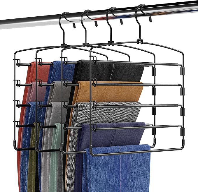 Fontaines Luxury 5 Tier Pants Hangers 4 Pack by Fontaines