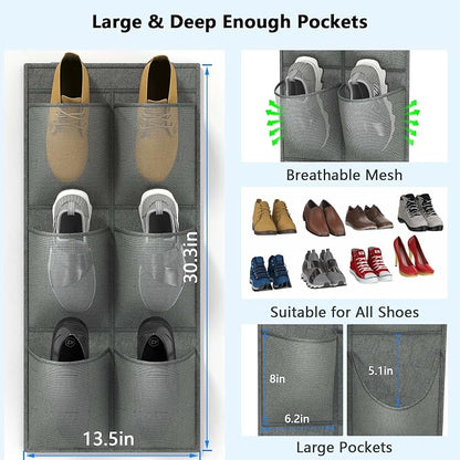 2 Pack RV Shoes Storage, 12 Large Mesh Pockets Closet Door Hanging Shoe Rack - Image 3